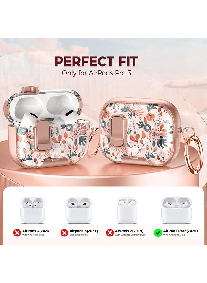 ليمون حافظة AirPods Pro 3 الجيل الثالث 2025 مع طقم منظف، غطاء واقٍ على شكل زهرة بوهو مع قفل/حامل، حافظة سماعة رأس ذهبية وردية لطيفة مع ملحقات سلسلة مفاتيح - Image 2